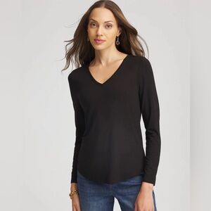 Chico's Plum Purple Wine Top Women's Pullover V Neck 3/4 Sleeve Tee